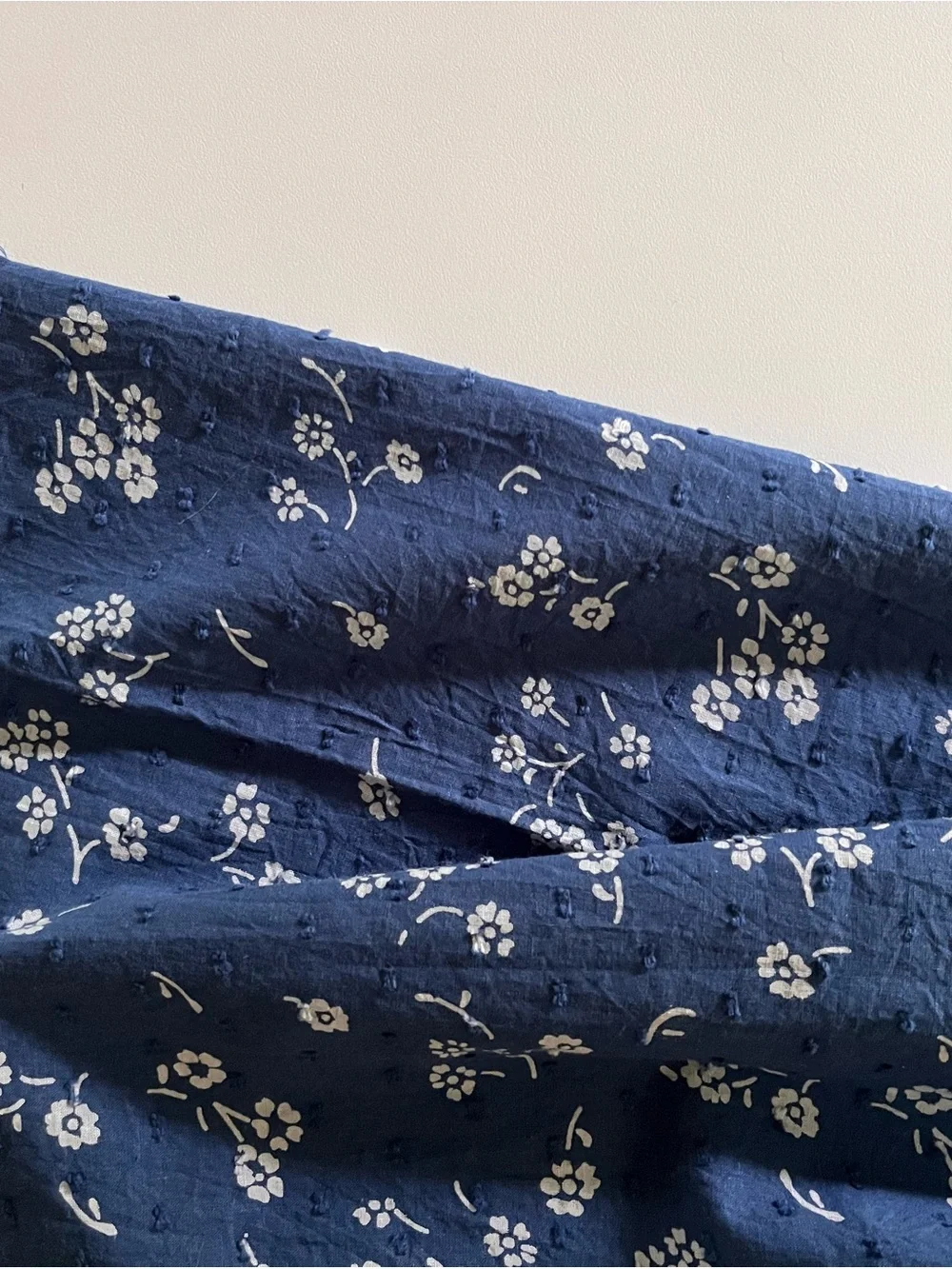 Lands' End Navy & White Floral Cotton Scarf - Like New Condition